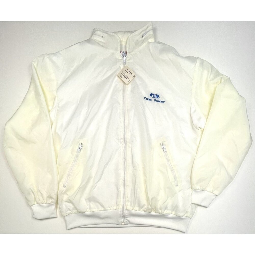VTG POSH Mens XL White WINDBREAKER Crown Princess Cruises Logo NWT NEW Flaws